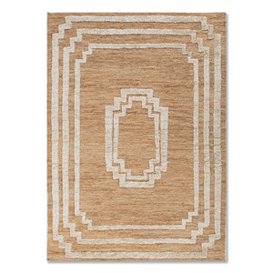 Alfombras de Yute y Cáñamo Anudadas a Mano con Patrón Geométrico Beige y Marrón de Nomadic Threads para Uso Doméstico-Pkjt-123 - Product Image 1