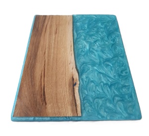 Tabla de cortar de resina azul con esmalte brillante para Hotel Acacia Tabla de cortar de madera con resina verde para el hogar a bajo costo - Product Image 4
