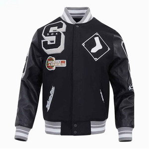 2026 NEW Custom Logo Men's High Quality Vintage Winter Stand Collar <b>Canvas</b> Breathable Baseball Letterman Varsity Jacket - Product Image 6