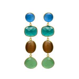 New Arrival Long Geometric Dangle Earrings With Faceted Stones - Product Image 1
