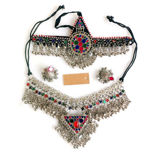Conjunto de joyería afgana de moda de lujo para mujer, pendientes, collar, anillo, conjunto de joyería de boda para mujer - Product Image 1