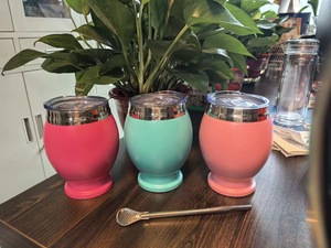 Tasse isotherme portable de 12 oz pour Yerba Mate, <span class=keywords><strong>avec</strong></span> revêtement en poudre, personnalisable, <span class=keywords><strong>avec</strong></span> cuillère à thé et paille - Product Image 2