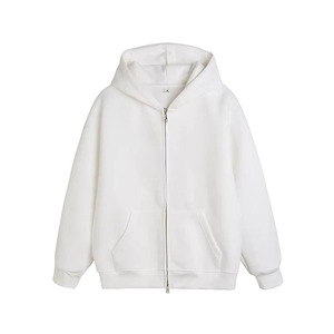 Sweat à capuche zippé personnalisé blanc zippé recadrée hommes pantalons de survêtement et sweat à capuche 100% coton recadrée coton sweats à capuche pour hommes - Product Image 6