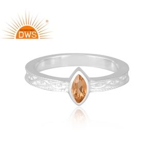 Design élégant 925 Sterling Silver Natural Citrine Gemstone Ring Bijoux personnalisés pour les femmes Cadeau pour elle - Product Image 3