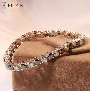 Round Cut Moissanite Tennis Style <b>Silver</b> Bracelet <b>For</b> <b>Women</b> - Product Image 1