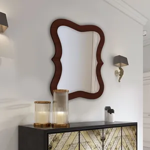 Espejo de pared de madera ondulado rectangular hecho a mano con MOQ bajo creativo venta directa de fábrica del fabricante al por mayor - Product Image 2