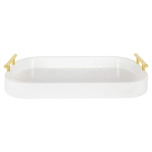Bandeja de madera de mango rectangular blanca personalizada con asas doradas para vendedores en línea y compras a granel de proveedor mayorista verificado - Product Image 2