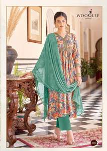 Robe Anarkali verte indienne pour femmes, robe longue Anarkali imprimée, robe Anarkali - Product Image 3