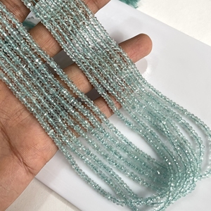 Cuentas facetadas de Aguamarina con forma de Rondelle, cuentas de piedras preciosas naturales para la fabricación de joyas - Product Image 2