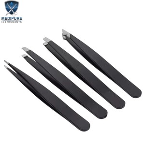 Pinces à épiler professionnelles pour les sourcils, en acier inoxydable, pointues, inclinées, plates, à angle, instruments de beauté - Product Image 6