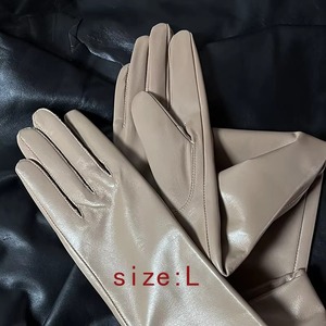 Gants à écran tactile en cuir véritable pour hommes et femmes Doublure en polaire douce en peau de mouton Fête d'hiver Marron clair - Product Image 2