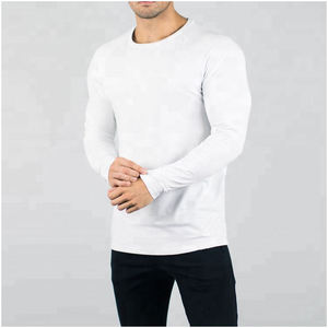 T-shirt de gym à manches longues personnalisé pour hommes en coton coupe ajustée à manches longues avec impression personnalisée Plus Size Option - Product Image 4