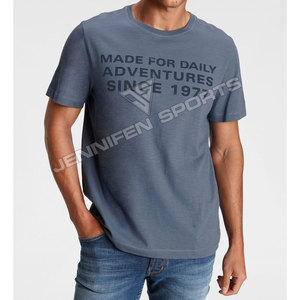 T-shirt homme de haute qualité Tissu jersey texturé 100% coton, col rond, impression numérique personnalisée avec boucle de suspension intérieure - Product Image 5