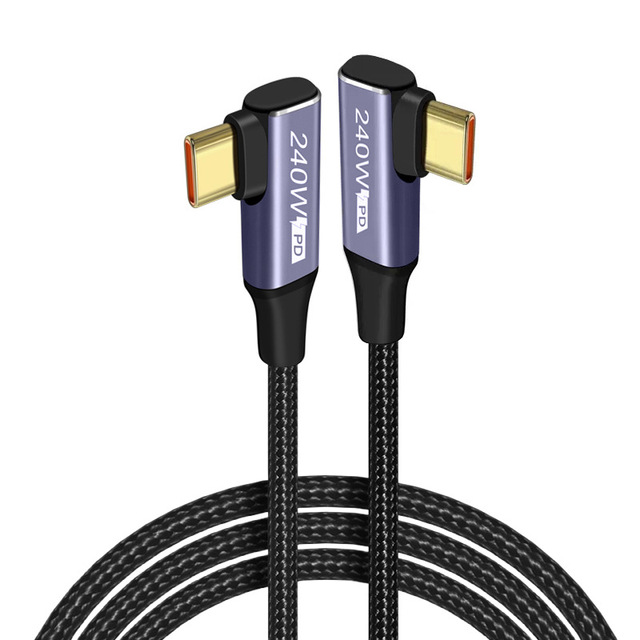 PD 240W 5A Dual 90 Degree Angle Type C to Type C Fast Charging Cable