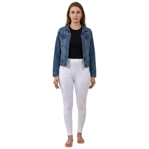 Leggings de Yoga Blancos de Cintura Alta, 100% Algodón, Cintura Elástica, Color Sólido, Estilo Simple, Transpirables, de Secado Rápido y Ecológicos - Product Image 6