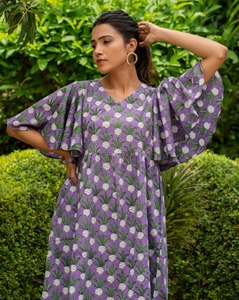 Indien fait à la main coton doux naturel élégant court fête porter robe imprimé fleuri mariée cadeau personnalisé femme mode été - Product Image 2