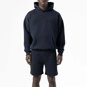 Pull surdimensionné en relief sur mesure Sweat à capuche bicolore avec logo brodé au dos pour unisexe - Product Image 1