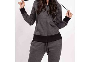 Ensemble de jogging respirant en coton 100% avec capuche à fermeture éclair et poche cargo, en dentelle unie d'hiver personnalisée, lavé à l'acide - Product Image 6