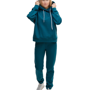 450 GSM Oversize 100% Sudadera con capucha de algodón y pantalones de chándal para mujer Chándal deportivo Jogging Running Pullover Chándales para mujer - Product Image 5