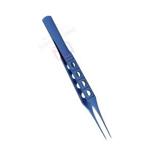 Pinces de micro-liaison chirurgicales, revêtement bleu, 11,5 cm, droites, 1x2 dents, en acier inoxydable allemand pour un travail de précision - Product Image 6