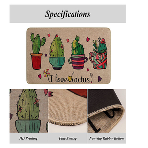 Ensemble de tapis de cuisine en tissu de lin de couleur personnalisée, base en caoutchouc robuste, antidérapant, absorbant l'eau, motif original, lavable - Product Image 4