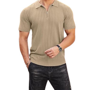 Camisas de Golf con cremallera personalizadas de alta calidad para hombre, manga corta, cuello transpirable, cuello bordado, antiarrugas, informales para polos - Product Image 3