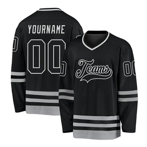 เสื้อกีฬาฮ็อกกี้น้ำแข็งระบายอากาศได้ดีสำหรับผู้ใหญ่ผ้าโพลีเอสเตอร์แบบใหม่พิมพ์ลายด้วยความร้อนโลโก้ทีมของแฟนๆสามารถเลือกได้เอง - Product Image 1