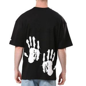 Camiseta de gran tamaño para hombre de algodón 100% de alta calidad con efecto de soplo de impresión de logotipo personalizado para marca - Product Image 6