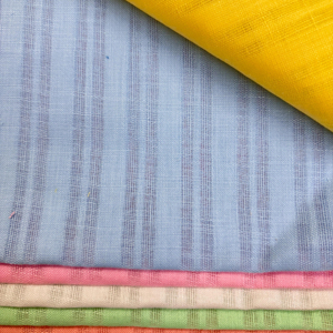 Tela de algodón polivinílico de lino de 58 pulgadas de calidad de exportación Diseño de rayas tejidas para camisas de hombres y mujeres - Product Image 1