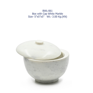 Standard Quality 3.000 KG Weight White Marble Bowl with <b>Lid</b> with Luxury Dining Marble Bowl for Export Sale from India - Product Image 3