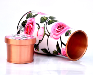 Venta al por mayor personalizado impreso nuevo diseño dormitorio junto a la cama botella de cobre tarro con vidrio incorporado cobre puro y junta. - Product Image 3