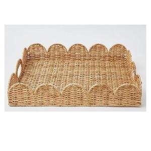 Bandeja de servicio tejida de mimbre rectangular decorativa bandeja de servicio de fruta de agua trenzada para servir bandeja de ratán tejida de La India - Product Image 2