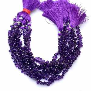 Perles de pierres précieuses en améthyste violette naturelle facettées en forme de goutte d'eau 6x4mm, perles d'améthyste en vrac pour la fabrication de bijoux, fournitures en gros - Product Image 3