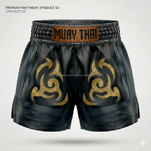 Pantalones Cortos de Muay Thai Personalizados de Alta Calidad, Satén Suave Bordado, Uniformes de Entrenamiento de Kickboxing para Hombres y Mujeres, para Clubes de Boxeo - Product Image 2