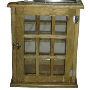 Linternas de madera más vendidas en acabado natural con cabeza de acero inoxidable y cabeza de madera para decoración del hogar y de Navidad - Product Image 1