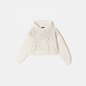 Sudadera con Capucha Personalizada al por Mayor, con Pedrería, Estilo Urbano, Holgada, Brillante, de Lujo, para Mujer, 100% Algodón Tejido - Product Image 2