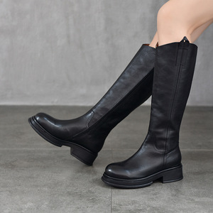 Bottes hautes en suède pour femme, en faux suède doux, à talon carré, décontractées, classiques, pour l'équitation - Product Image 3