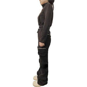 OEVE High Quality Zipper Bottom Women <b>Crop</b> <b>Zip</b> <b>up</b> Hoodie Women Cargo Pants with Side Pockets Cargo Sweatpants Women Sets 2024 - Product Image 6