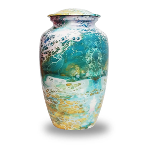 Elegant Meena Coated Aluminum Cremation <b>Urns</b> Ocean Engraving Cremation <b>Urns</b> <b>Large</b> & Keepsake cremation <b>urn</b> for human ashes - Product Image 4