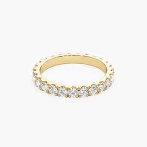 Vente en gros de bague d'éternité en diamant de laboratoire étonnamment jolie taille ronde EF-VS clarté lunette ensemble pour elle - Product Image 2