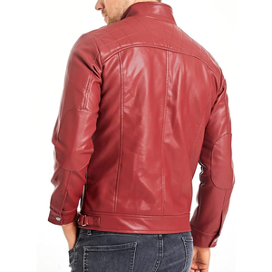 Top última tendencia chaqueta de cuero de la motocicleta abrigo con bolsillos con cremallera - Product Image 5