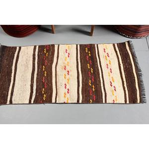 Tapis rayé traditionnel en laine marron beige 9x12 Rectangle Patchwork Design Style classique pour les adolescents Matériau viscose soutenu en latex - Product Image 3