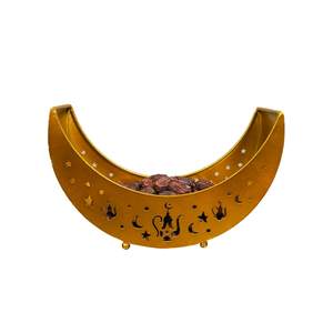 Elegante Plato de Servir de Hierro Dorado con Diseño Islámico de Estrella Arabesca, Hecho a Mano y Ecológico, para Decoración del Hogar y Ramadán - Product Image 3