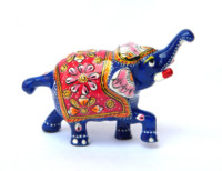 Statuette d'éléphant peinte à la main en aluminium blanc, style moderne, décoration intérieure, fabrication indienne