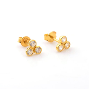 Circón cúbico étnico 925 plata esterlina oro y oro rosa plateado Unisex Stud pendientes perla diamante estilo religioso fiesta regalo - Product Image 1
