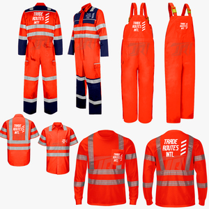 Ensemble de vêtements de travail de sécurité réfléchissants de haute qualité de marque personnalisée pour les travailleurs de la construction industrielle Boutonnée en polyester - Product Image 1