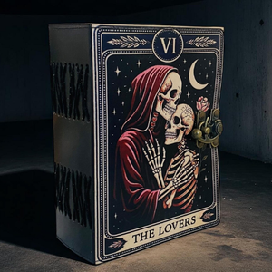 400 Pages printed The Lovers skeleton Handmade hardcover Leather Journal Sketchbook Spell <b>Book</b> of <b>Shadows</b> for Halloween Gift - Product Image 5