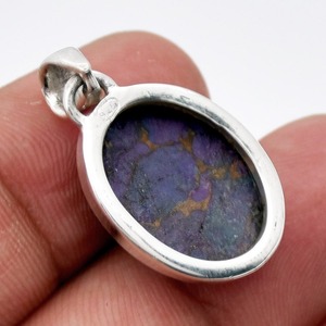 Pendentif de pierres précieuses tendance Turquoise violette 925 pendentif de bijoux fins en argent Sterling avec 925 bijoux de pendentif en argent de timbre - Product Image 2