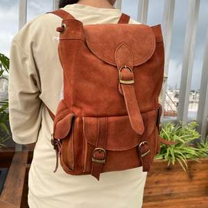 Large Capacity Suede Leather Backpacks for <b>Men</b> & Women School <b>Bags</b> Vintage Drawstring Daypack High Quality Laptop Backpack <b>Bags</b> - Product Image 2