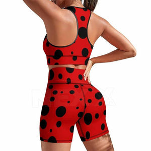 Ensemble de yoga pour femmes avec logo frontal personnalisé en marque propre, short et soutien-gorge en spandex deux pièces, vêtements de fitness - Product Image 2